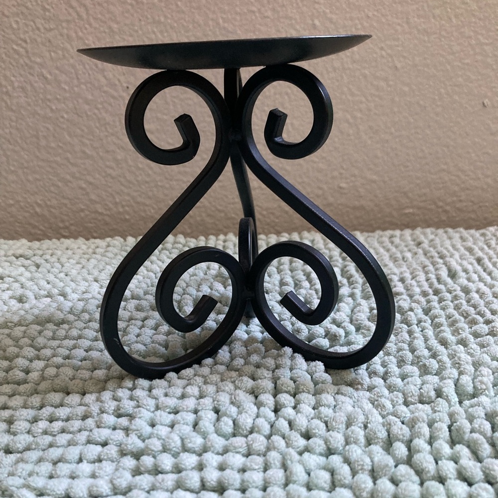 Elegant Black Metal Candle Holder EUC